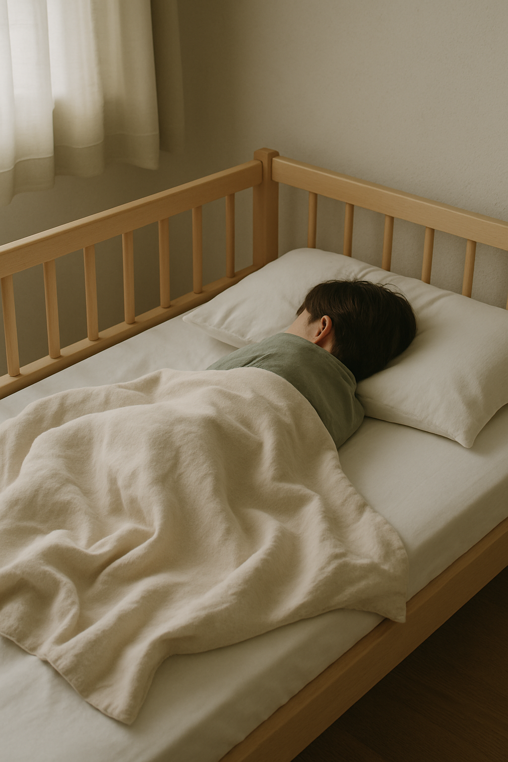 ジュニアベッドで眠る子ども